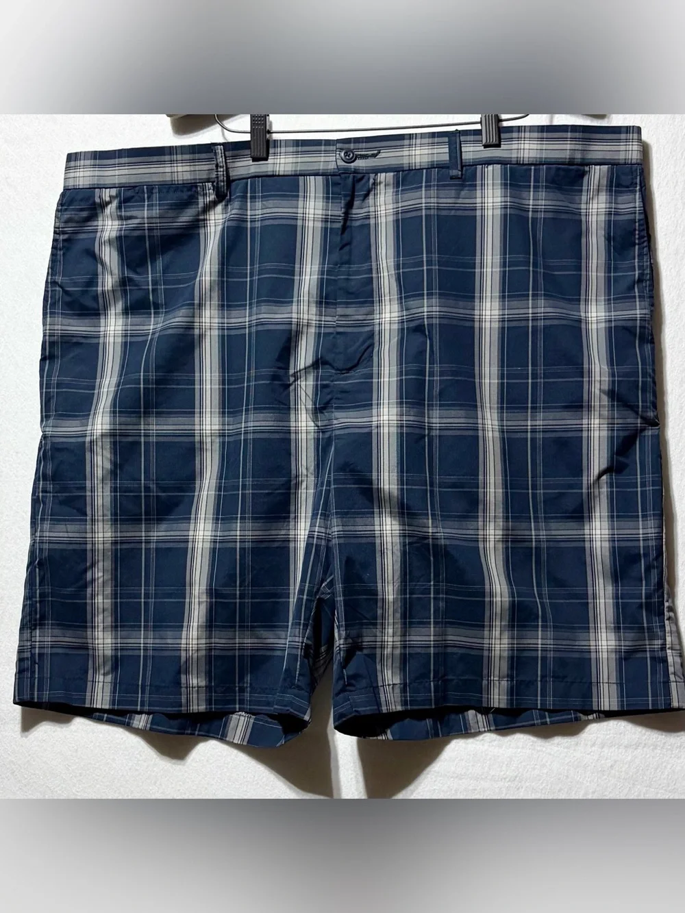 Ben Hogan Performance Shorts Mens 46 Blue Plaid Golf Casual Pocket Chino Thin